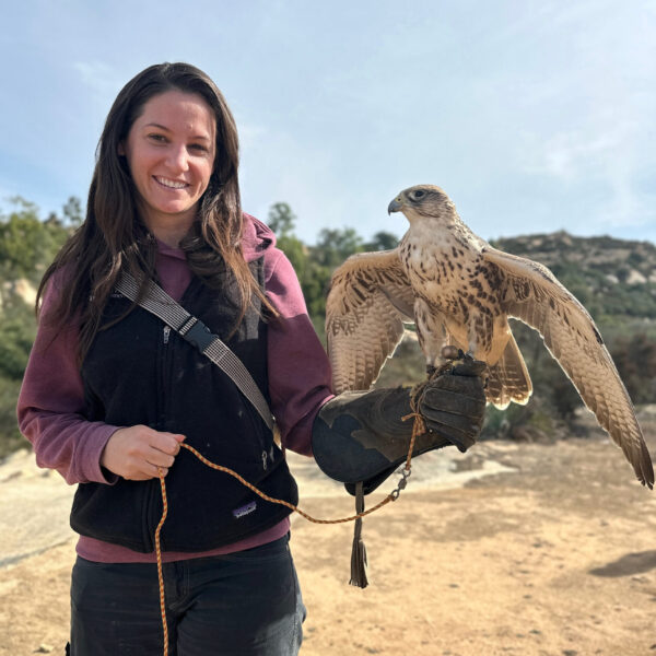 Paige with a raptor.