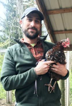 Josh with a chicken