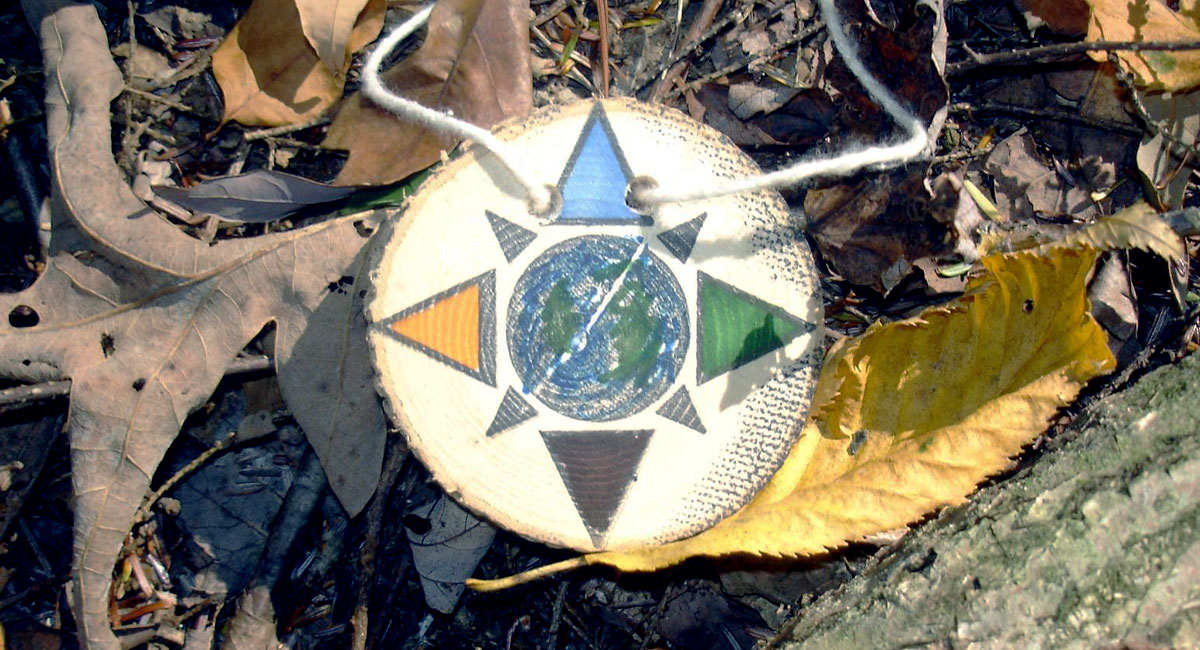 A wood cookie on leaves