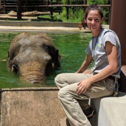 Paige with elephant at zoo