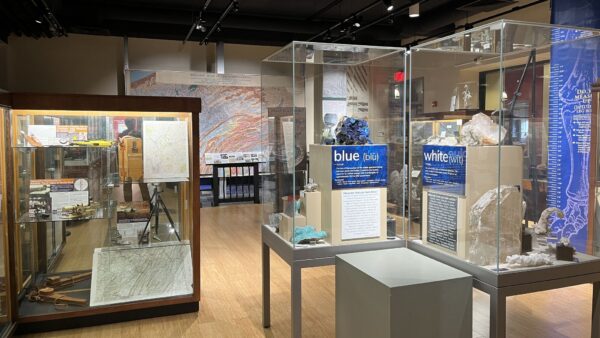 An exhibit inside the Penn State Earth and Mineral Sciences Museum