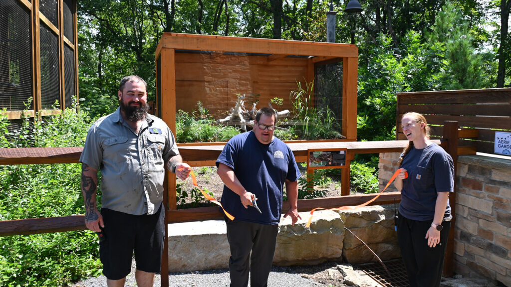 Ribbon-cutting ceremony for the new ridgetops exhibit at Shaver's Creek