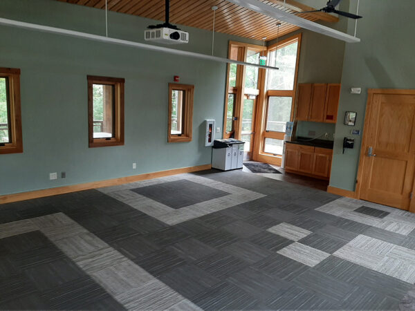 The Aerie Classroom with no tables and no chairs.